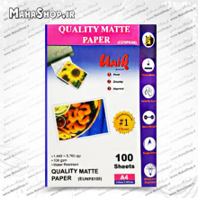 کاغذ یونیک 108 گرم مات 100 برگی A4