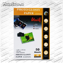 کاغذ 200 گرم Unik فتوگلاسه 50 برگی 10x15